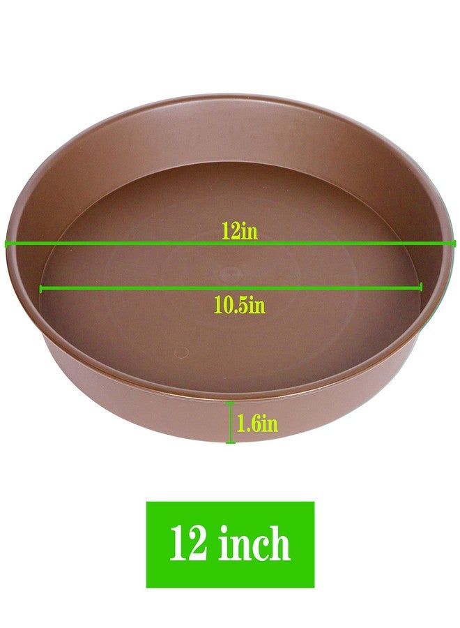 Bleuhome 6 Pack of 12 inch Plant Saucer, Heavy Duty Plastic Plant Saucer 12 inch Round, Plant Tray for Pots, Flower Plant Saucers for Indoors, Plant Trays for Planter 10"/11"/12" (12", Chocolate) - Image 2